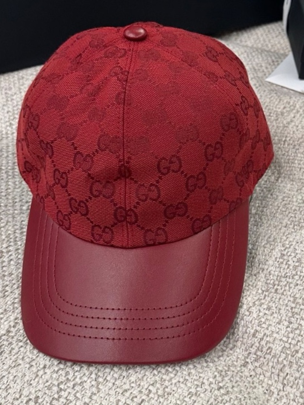 Double G Designer Red Burgundy Letter Logo Monogram Baseball Hat Cap